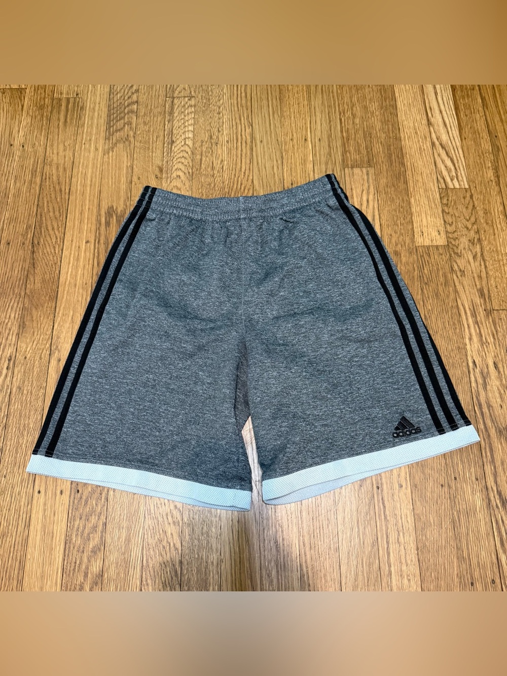 Adidas Boys Gray Athletic Shorts with Black Stripe size 18/20 - Picture 1 of 8